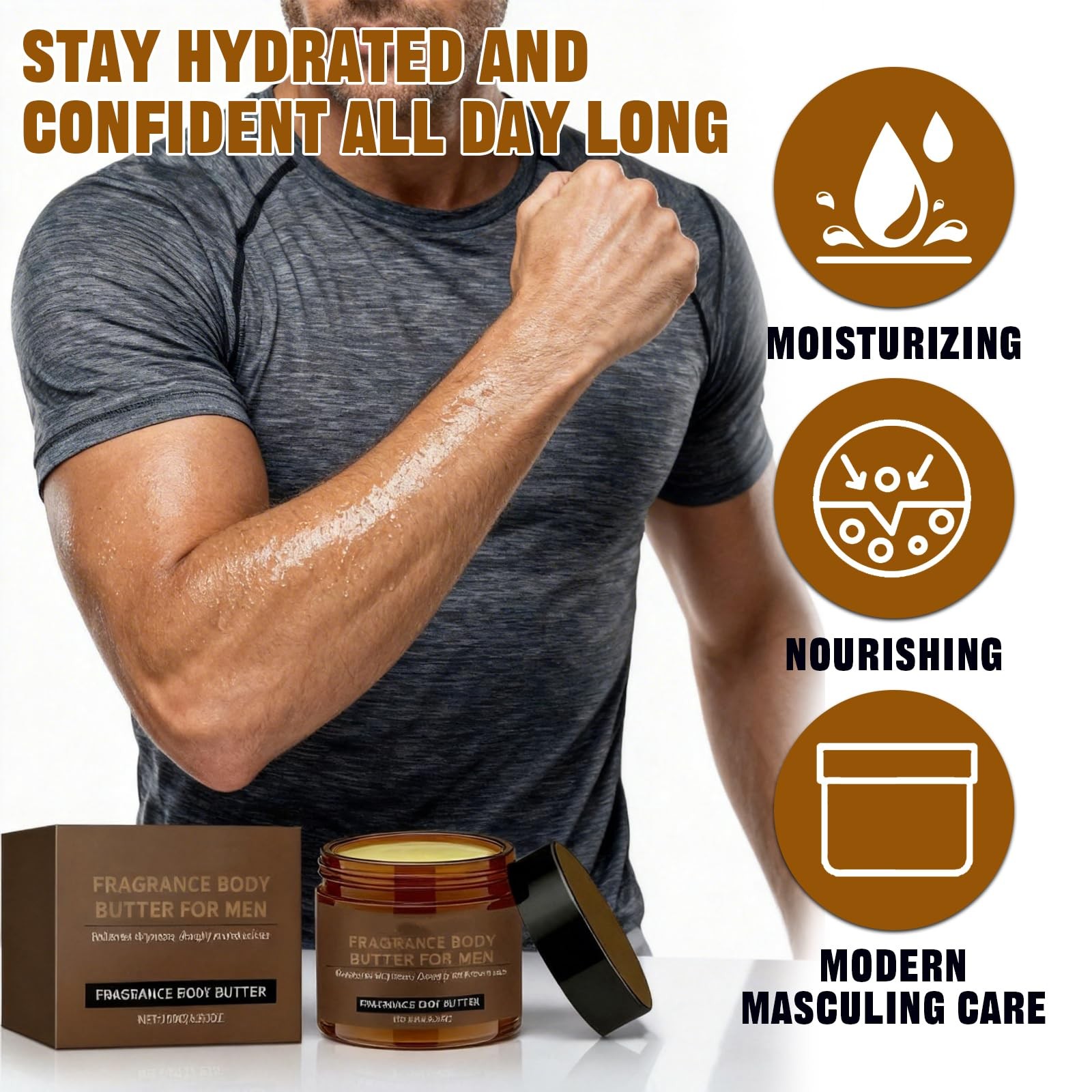 2PCS Pheromone Body Butter for Men, Body Skin Cream with Shea Butter, Cocoa B…