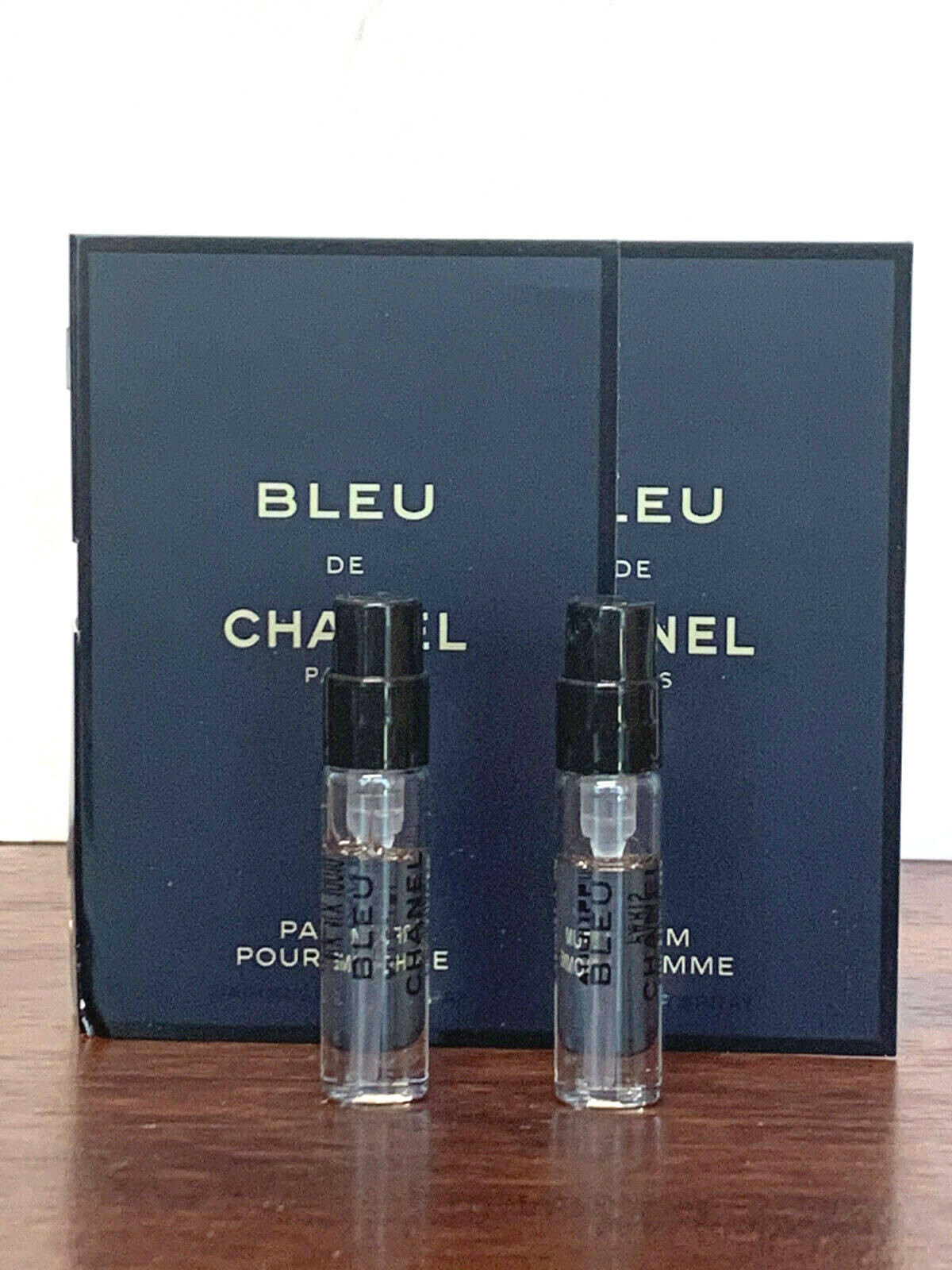 2x BLEU DE CHANEL Pour Homme PARFUM Spray 0.05oz / 1.5ml Parfum Spray Samples