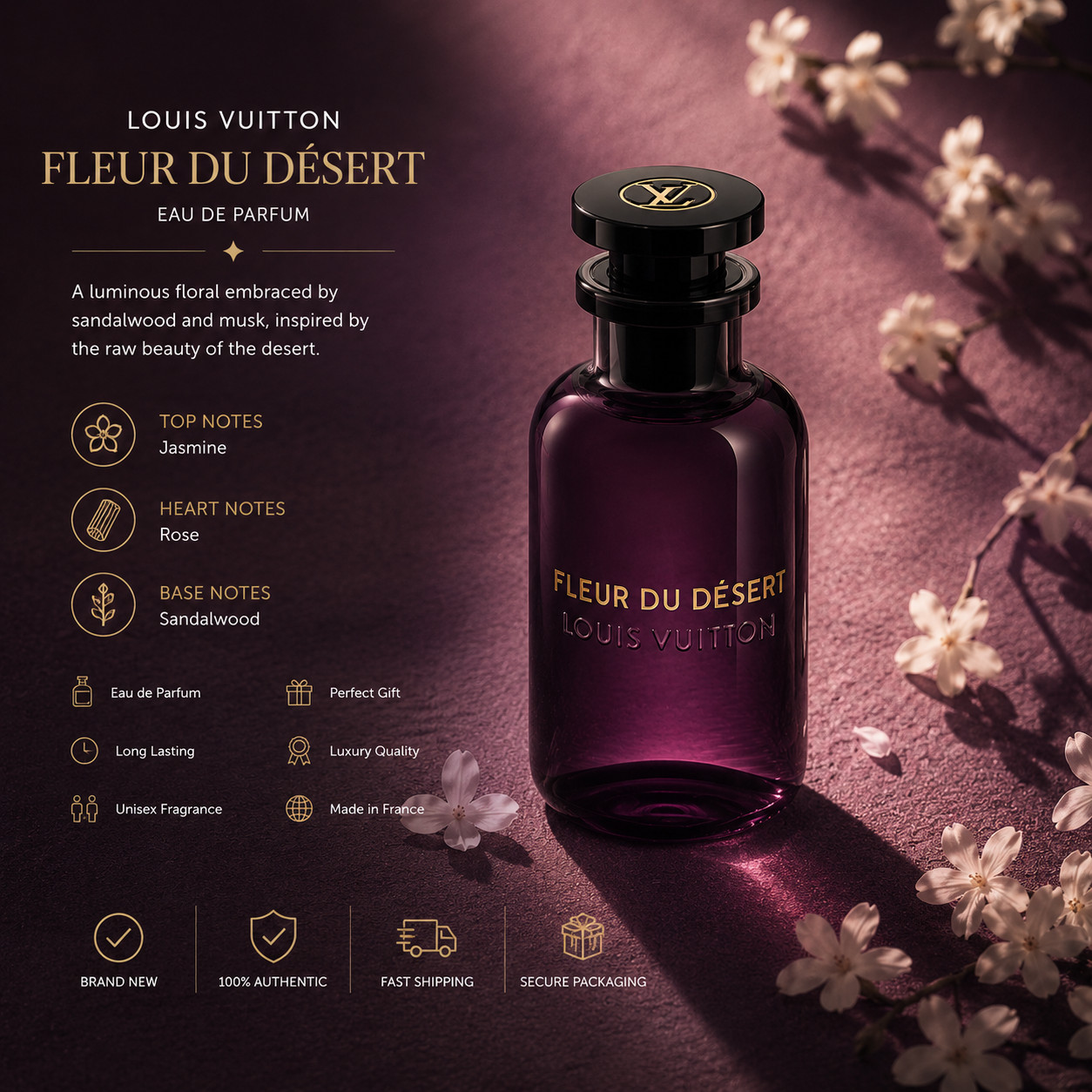 Louis Vuitton Fleur Du Désert Eau De Parfum EDP 100ml 3.4 FL OZ Unisex