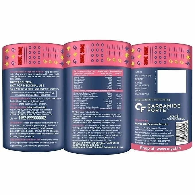 Carbamide Forte Collagen Supplements for Women Hair Growth Mixed Fruit Flavour