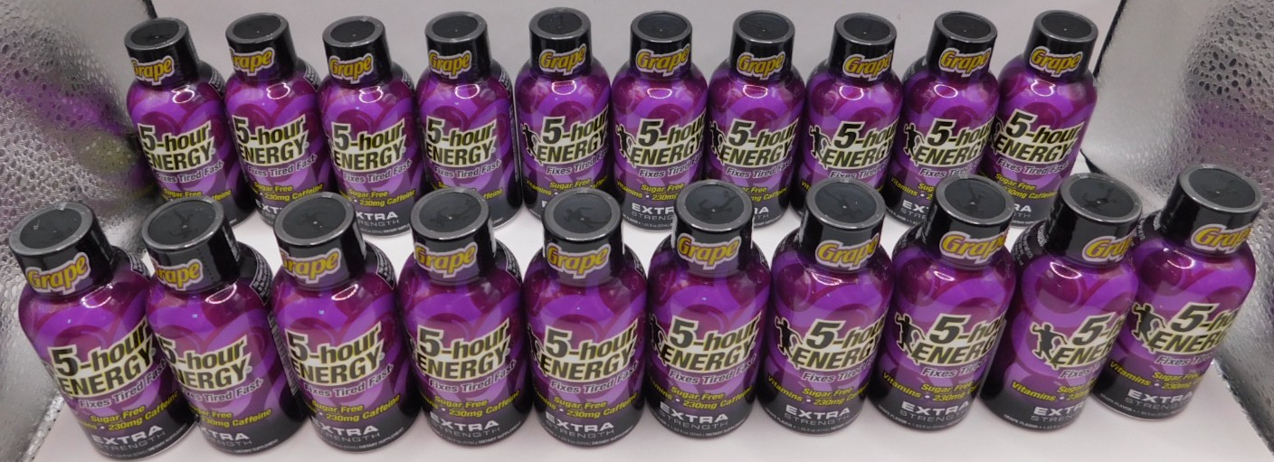 2- 5-Hour Energy Grape X-Strength, Sugar Free, 20 Total 1.93 Fl Oz Bottle 10/27+