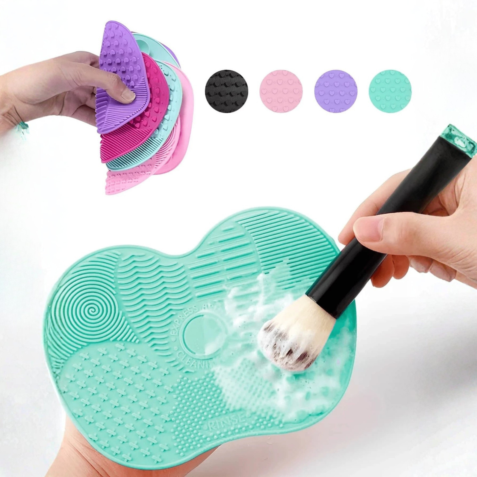 Silicone Makeup Brush Cleaner Mat Scrubber Pad Cosmetic Washing Tool Portable US