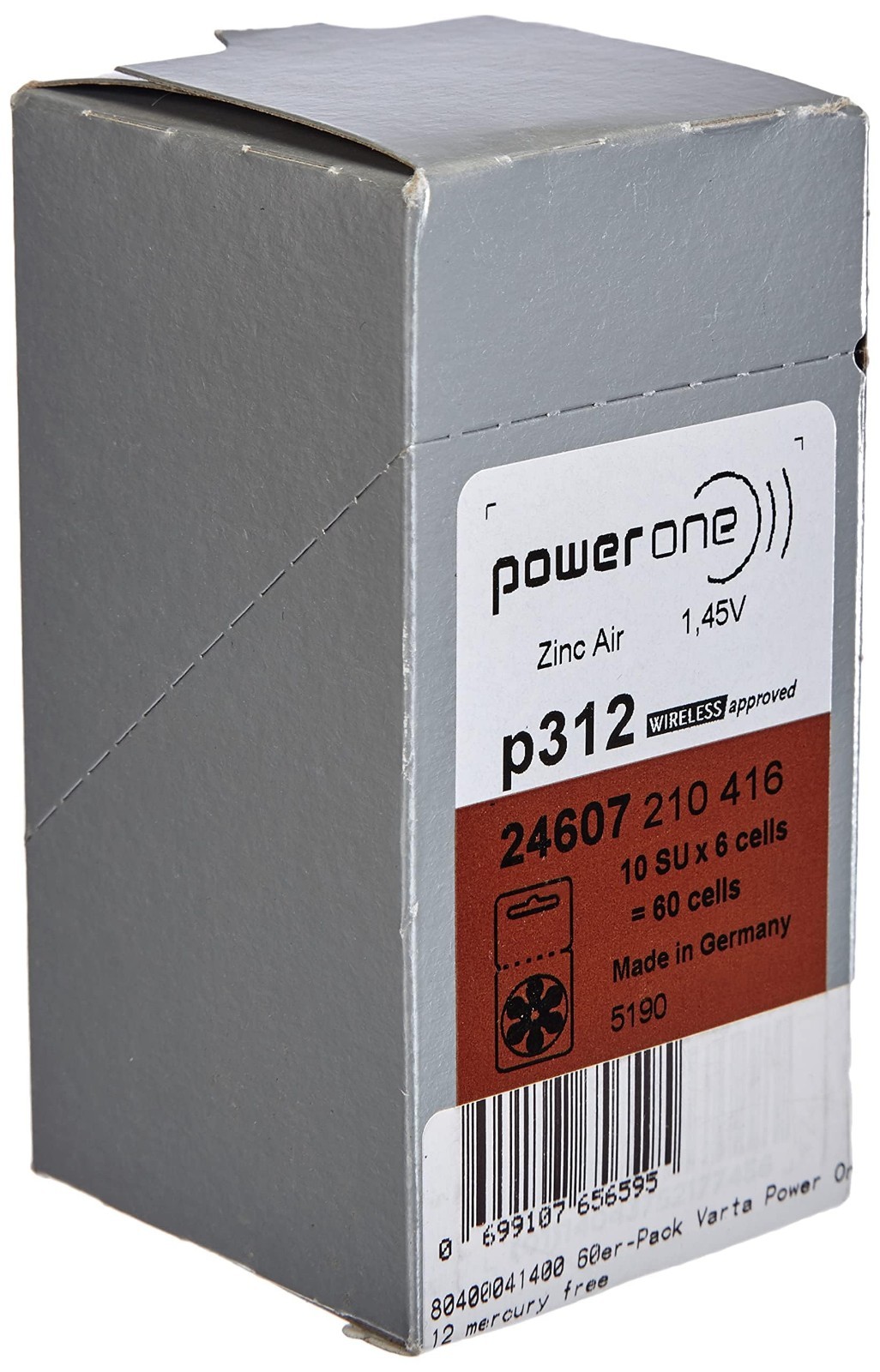 Zinc P312 Hearing Aid Batteries – 60 Pack, Long Lasting Power, Reliable Performa