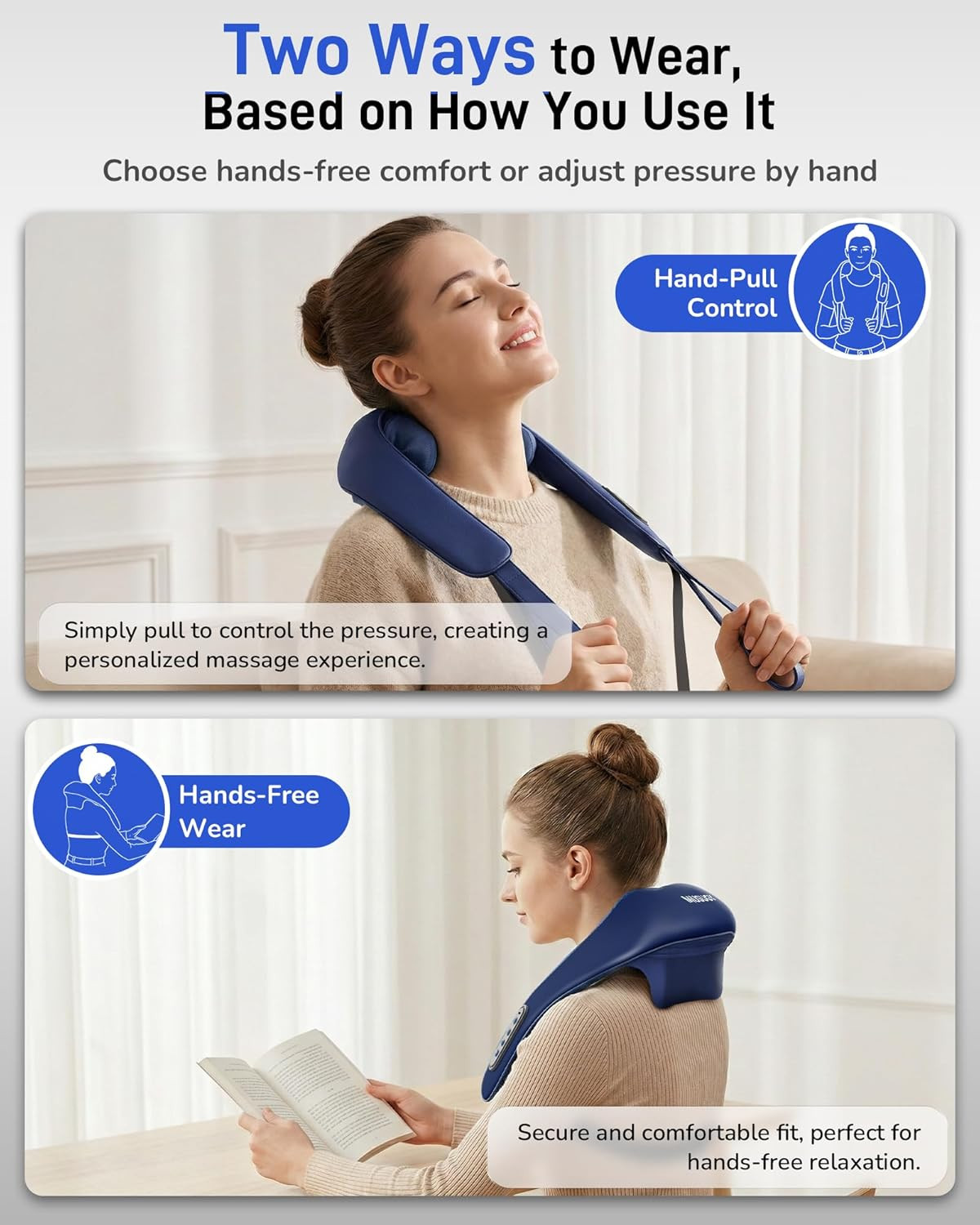 Cordless Neck Massager with Heat – Pain Relief for Home & Office Use