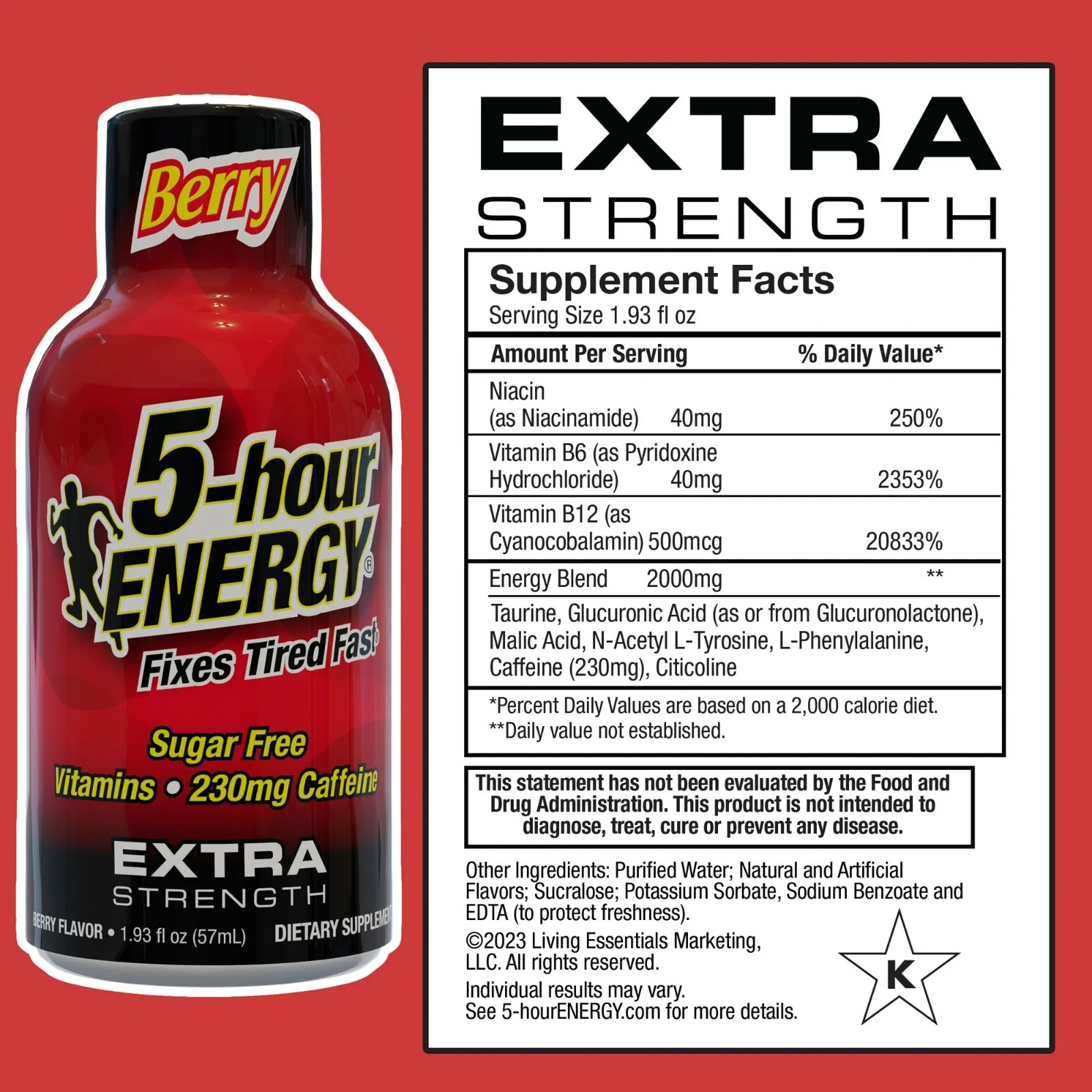 5-hour ENERGY Shot, Extra Strength, Berry, 30 Count