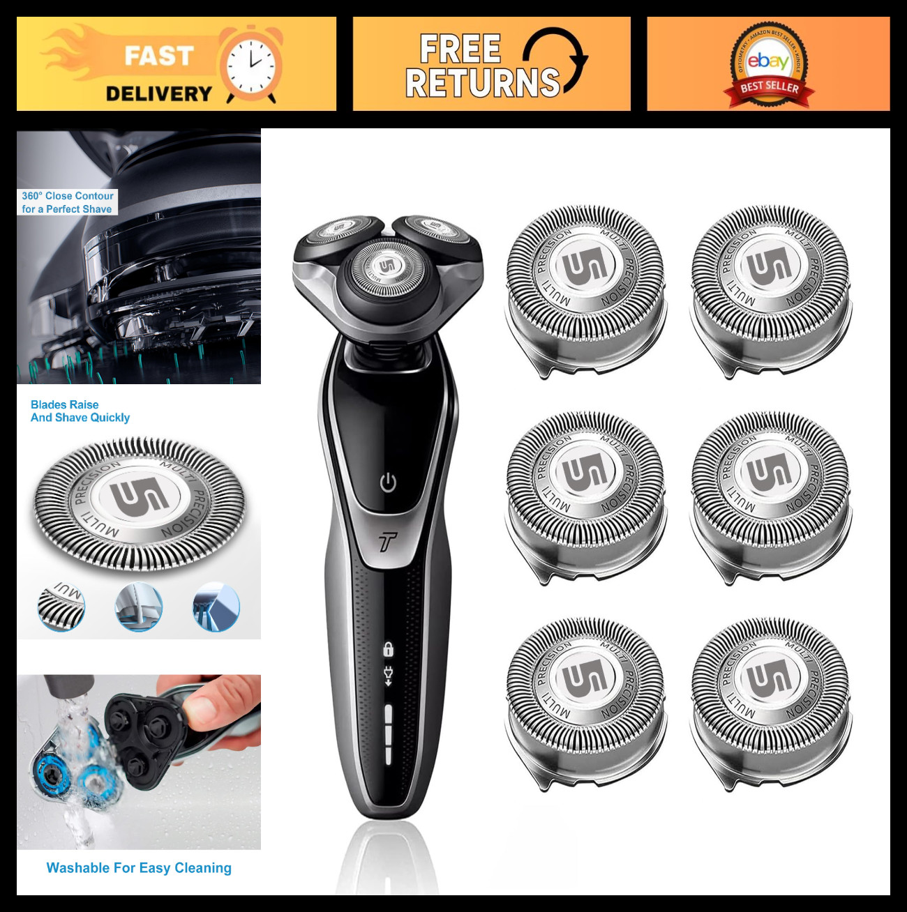 Replacement Shaver Heads for Philips Norelco 5000 Series – 6-Pack Electric Blade