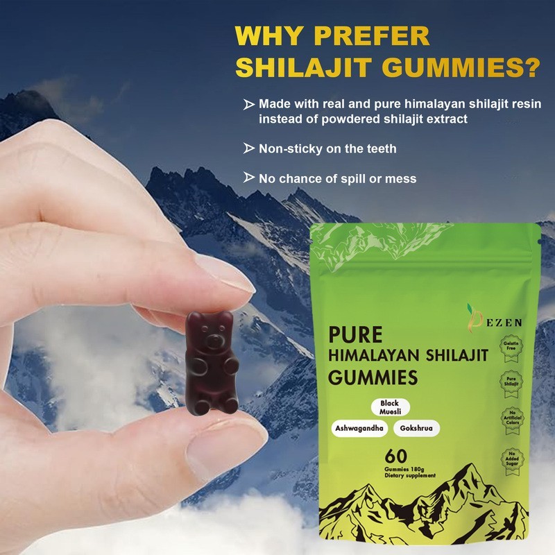 DEZEN Pure Himalayan Shilajit Gummies 3000mg with Ashwagandha 60 Count 180g