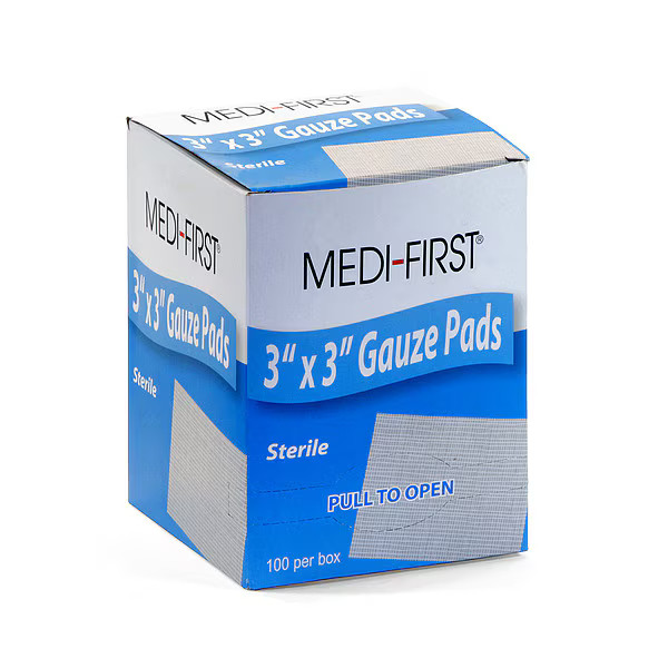 Medi-First Gauze Pad, Cotton Blend Gauze, PK100 61233 Medi-First 61233