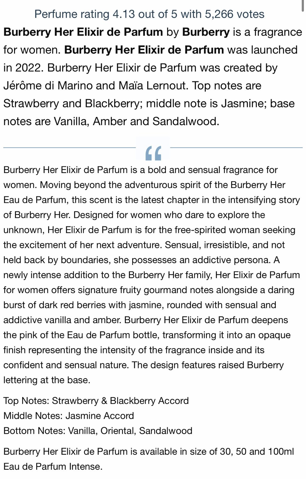 Burberry Her Elixir de Parfum Eua De Parfum Intense 3.3 oz Women New Sealed