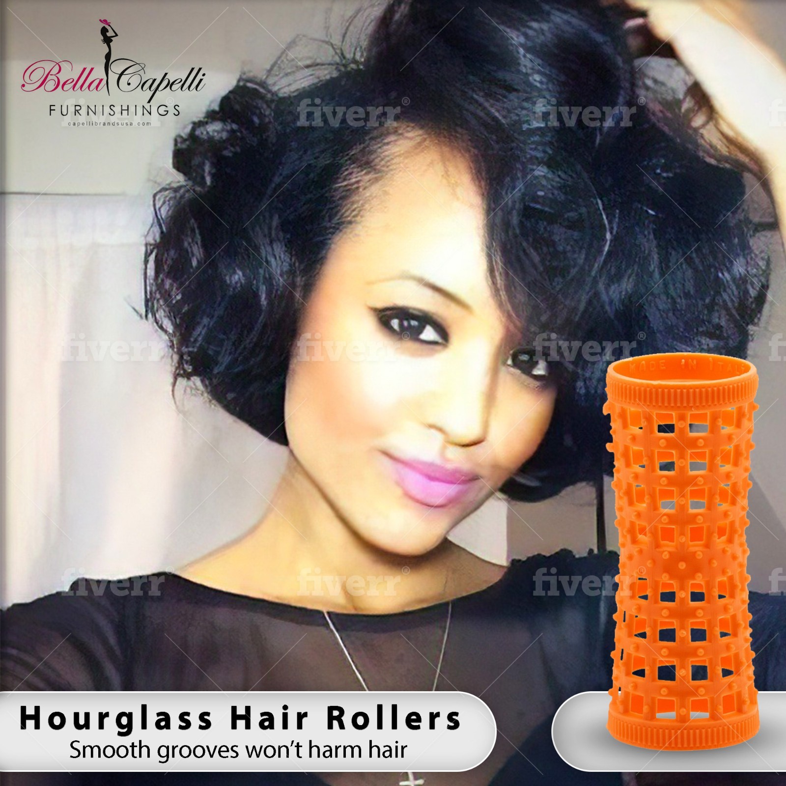 Hourglass All Hair Types Unisex Rollers– Orange 22mm/0.87in – Pack of 12