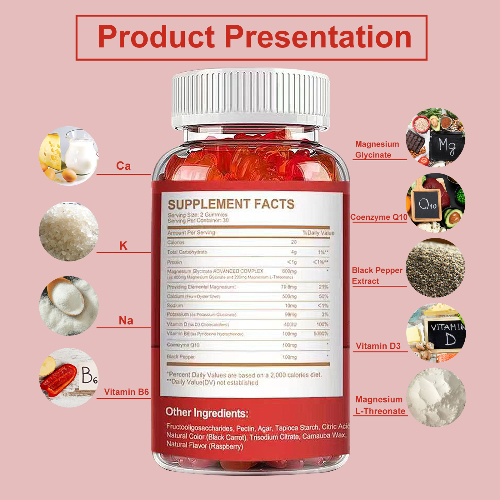 400mg Magnesium Glycinate Gummies High Strength Fatigue Bone Health 2×60 Gummy