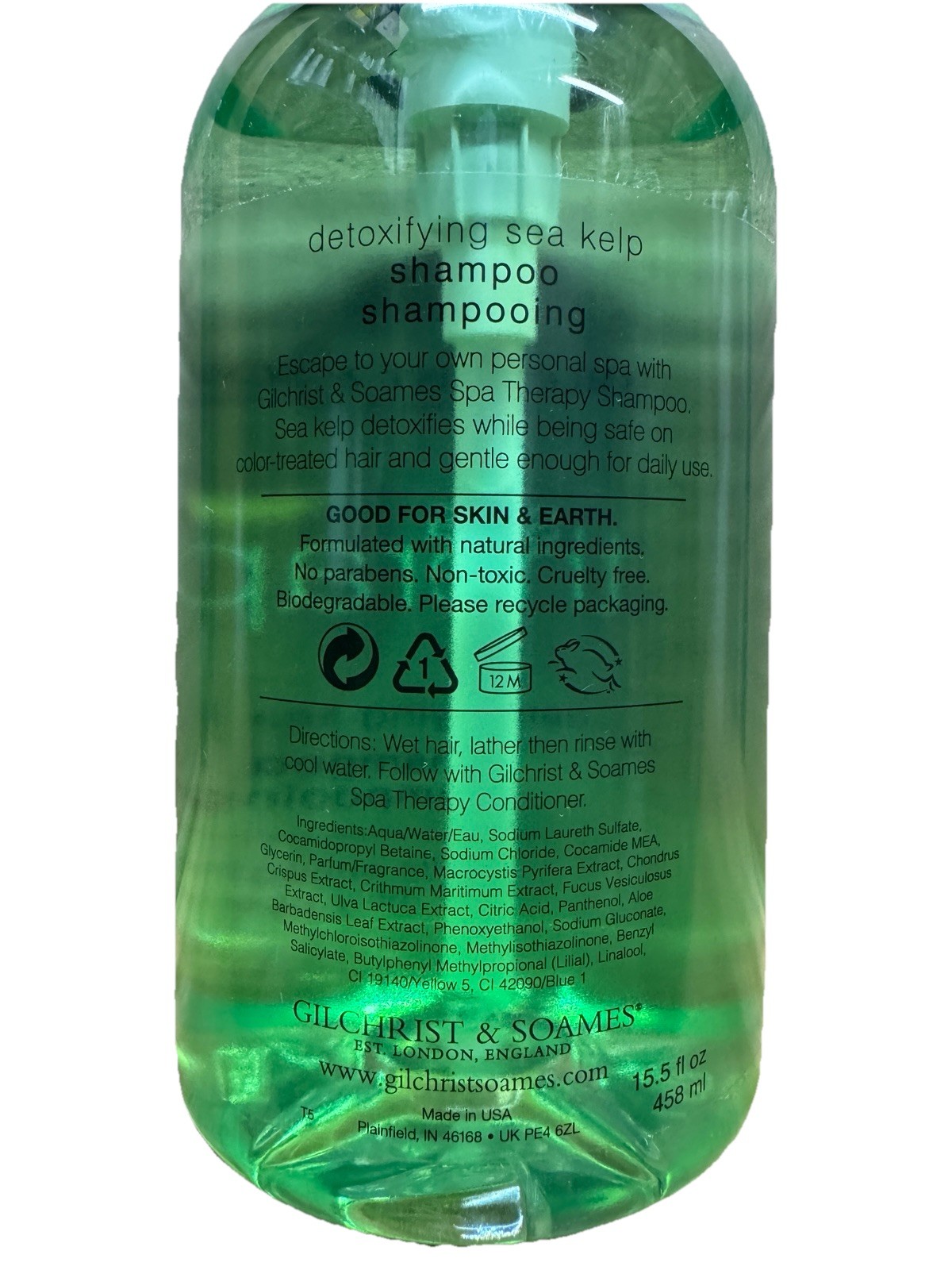 Spa Therapy SHAMPOO Detoxifying Sea Kelp 15.5oz Retail Collection Pump Bottle