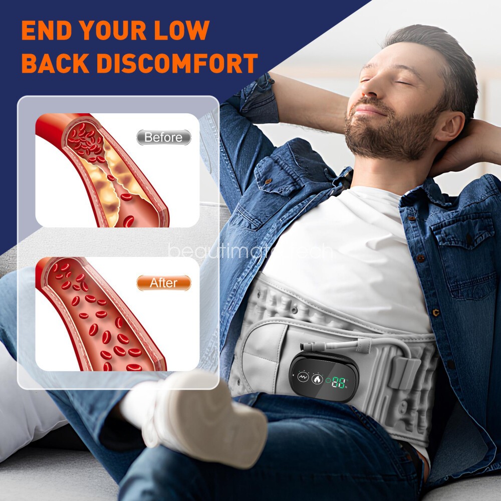 Heating Vibration Waist Belt Red Light Massager Lower Back Pain Relief Daily Use