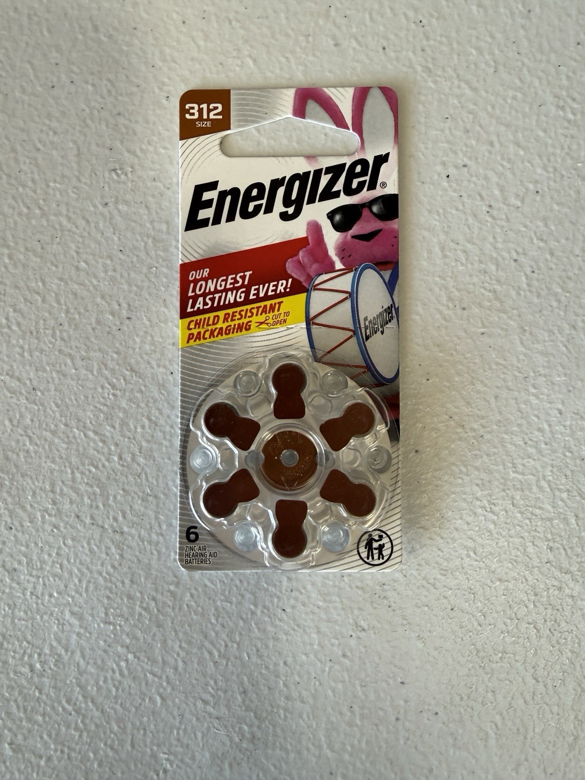 Energizer Size 312 Hearing Aid Batteries 6 Pack Zinc Air New Sealed