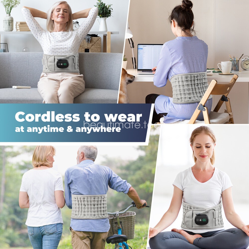 Heating Vibration Waist Belt Red Light Massager Lower Back Pain Relief Daily Use