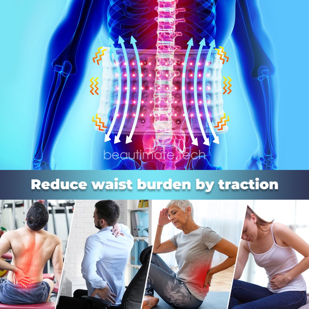 Heating Vibration Waist Belt Red Light Massager Lower Back Pain Relief Daily Use