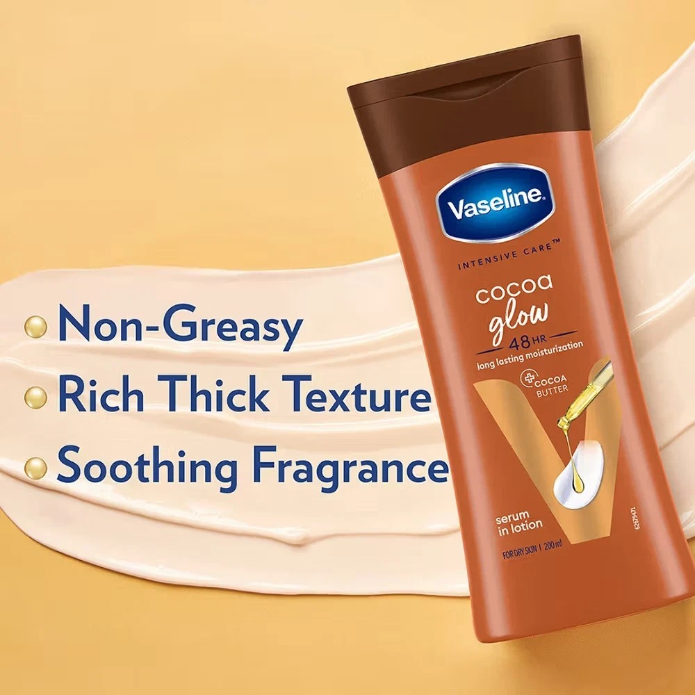 Vaseline Cocoa Glow Serum In Lotion 100% Pure Cocoa & Shea Butter200ML FREE SHIP