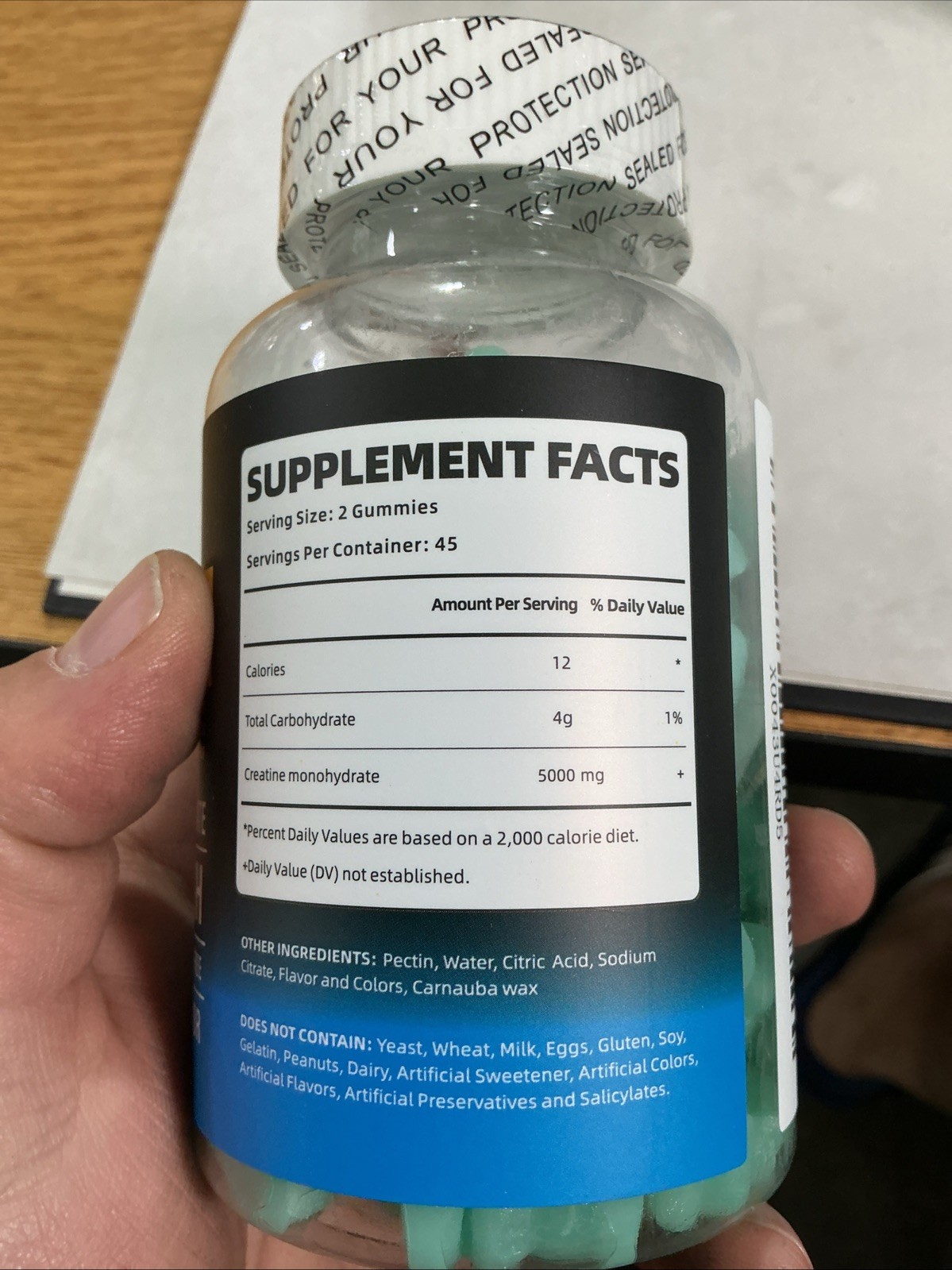Creatine Monohydrate Gummies (2 PACK) 90ct Blueberry 5000mg Per Serving