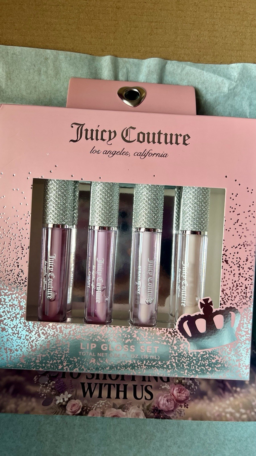Juicy Couture Lip Gloss Set 4pc Berry Cherry Strawberry Peach 0.56 fl oz