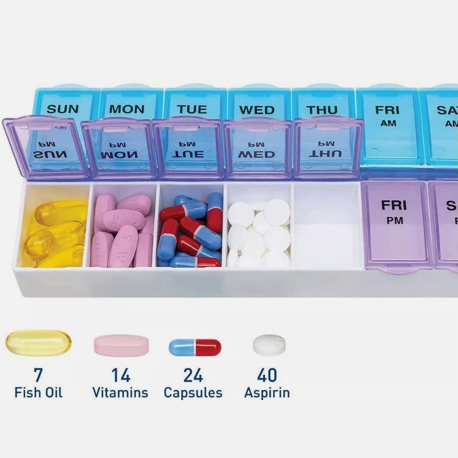 2PCS Weekly Pill Box Organizer Twice a Day 7 day AMPM Medicine Organizer Case US