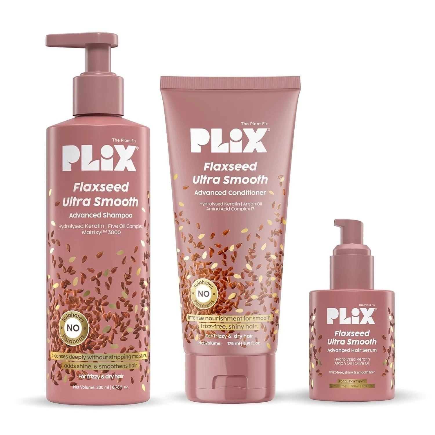PLIX- THE PLANT FIX Flaxseed Ultra Smooth Combo Shampoo For Men & Women