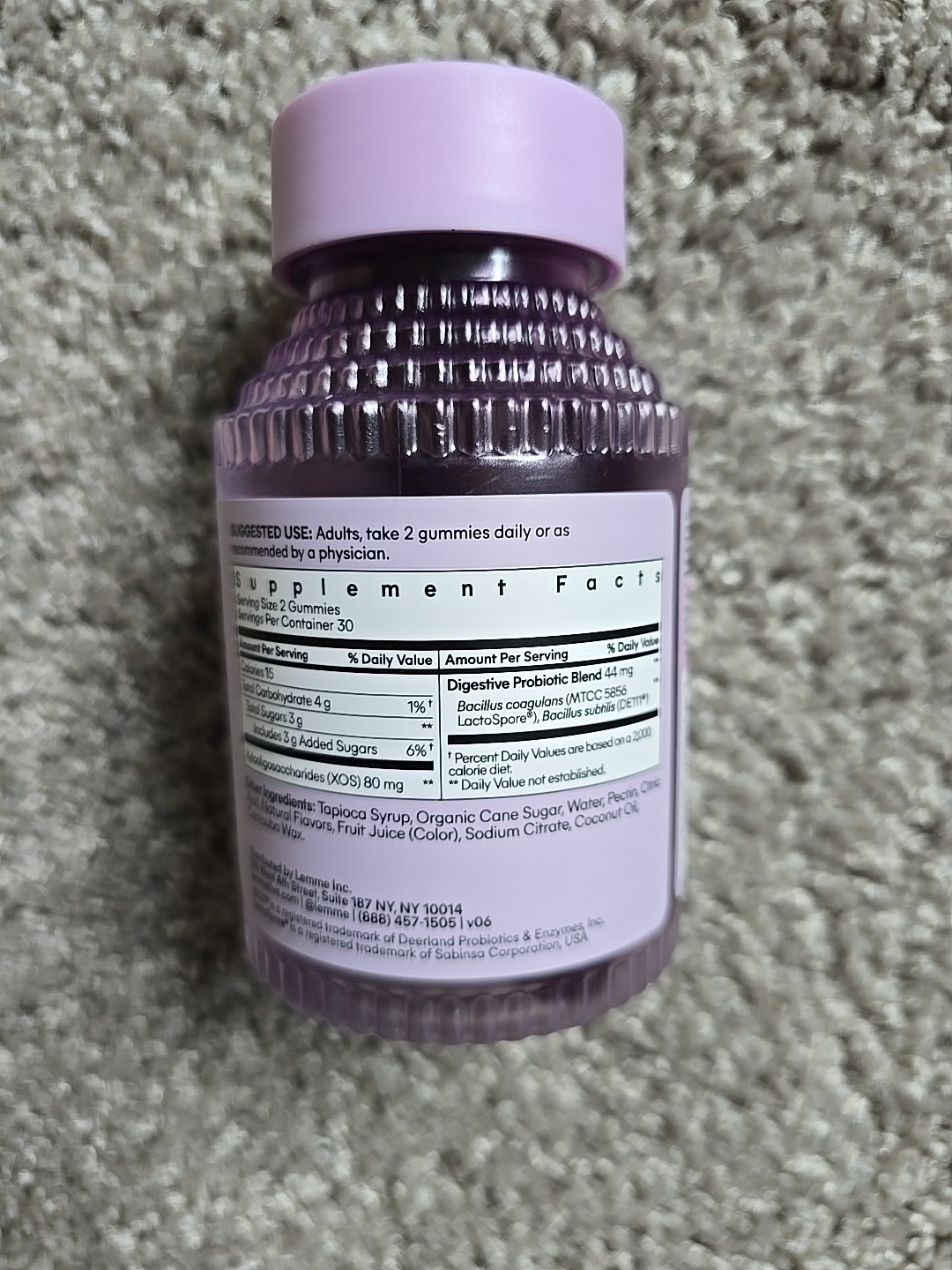Lemme Debloat Daily Digestive Gummies Probiotic 60 count exp 04/27+