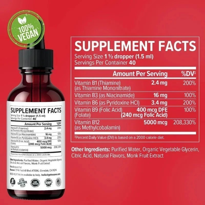 3/1x Vitamin B12 and B6 Liquid Drops, B12 Sublingual Vitamin B Complex Vitamin