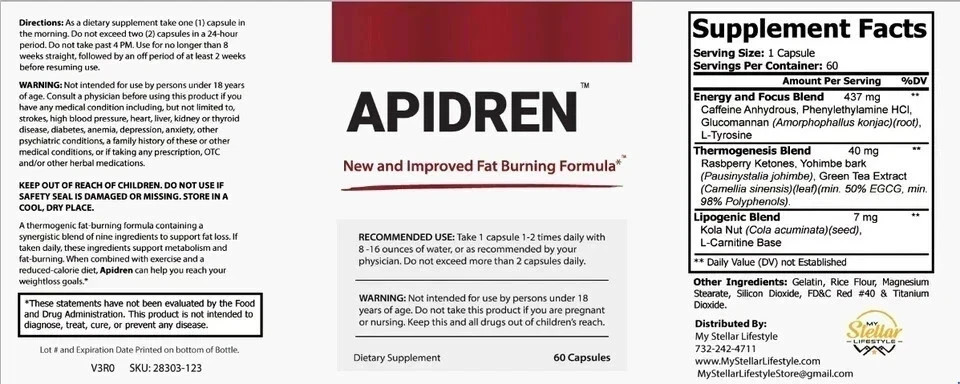 Apidren, formula to help you burn fat-60 Capsules – Free Ship | Pack of 2