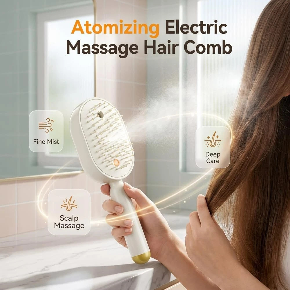 2026 Electric Spray Hair Brush Air Cushion Massage Comb Anti-Static 3-colors US