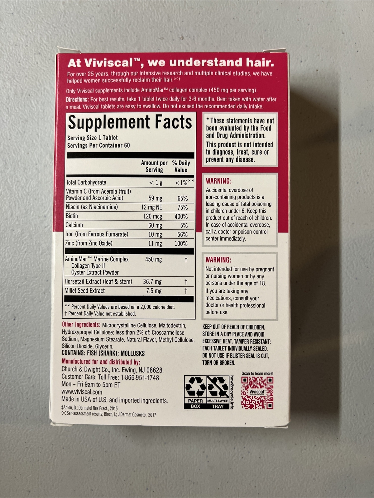 Viviscal Women’s Hair Growth Supplement – 60 Count Brand New Exp 05/2025+
