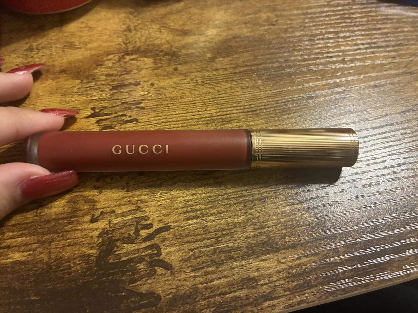 Gucci Matte Lipstick Stick – Nelle Cherry Shade, Matte Finish Makeup Lip Color