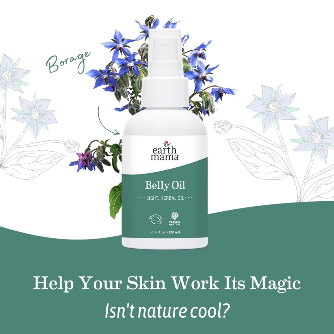 Earth Mama Belly Oil for Dry Skin | Calendula 4 Fl Oz (Pack of 1), Colorless