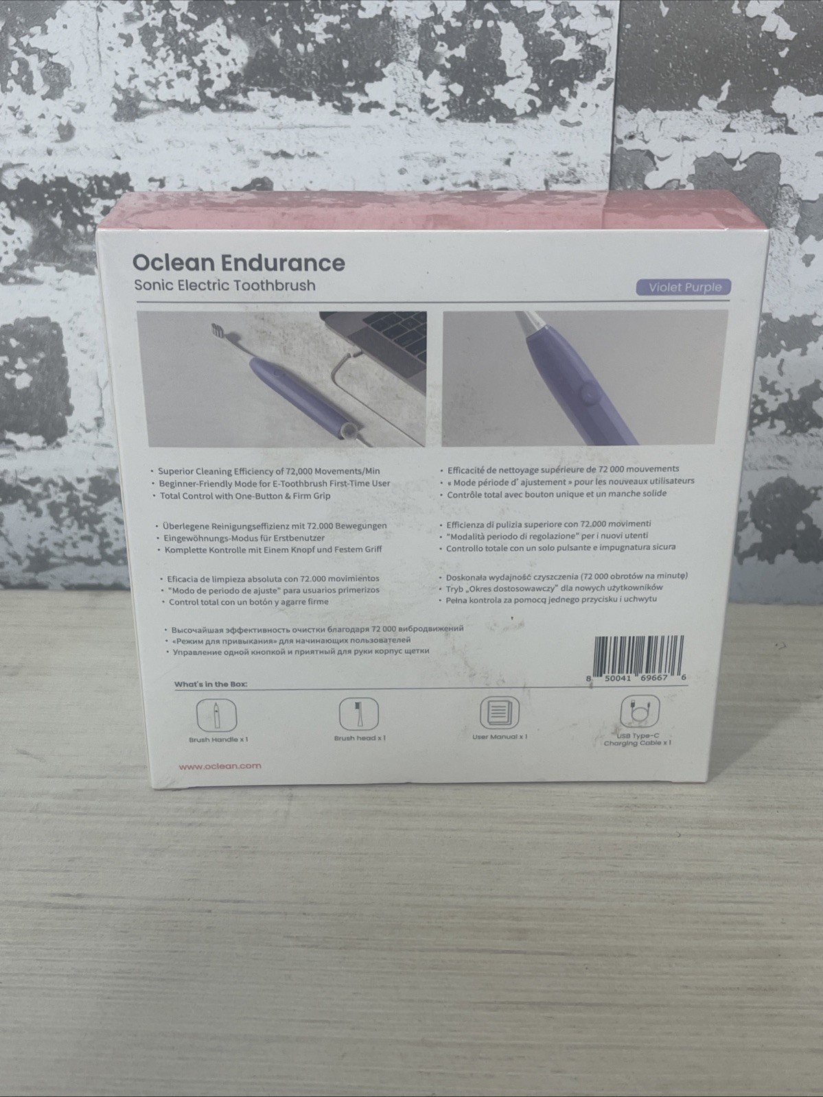 Oclean Endurance Sonic Purple Electric Toothbrush with 30 Days Battery Life, New