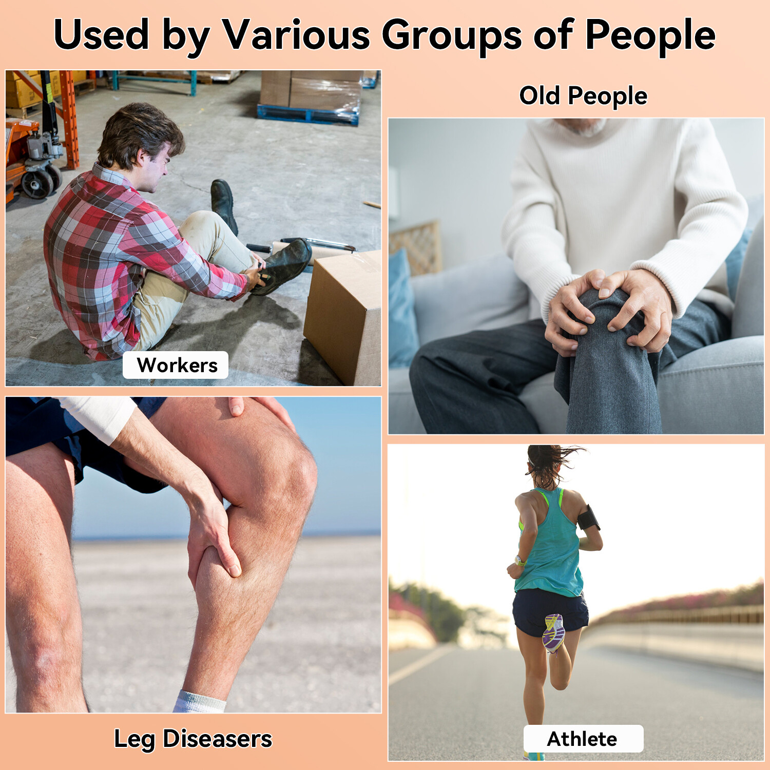 Portable Leg Massager, Air Compression Thigh, Calf, Knee & Feet Massager b