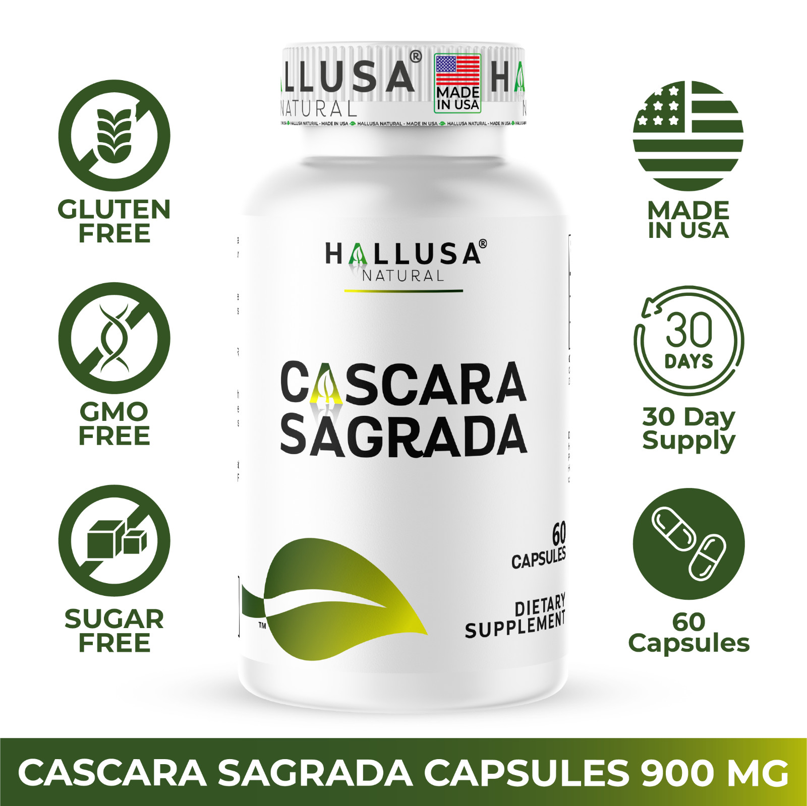 CASCARA SAGRADA – Gentle Natural Laxative – Digestive & Metabolism – 60 Caps