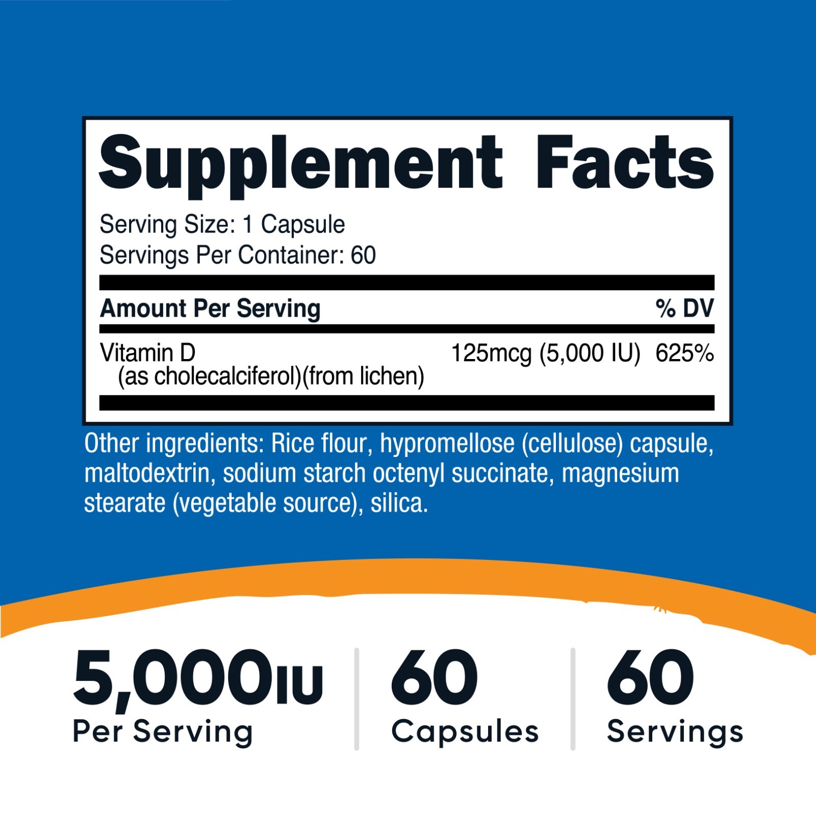 Nutricost Vegan Vitamin D3 (5,000 IU) 60 Capsules – Vegan Vitamin D Supplement