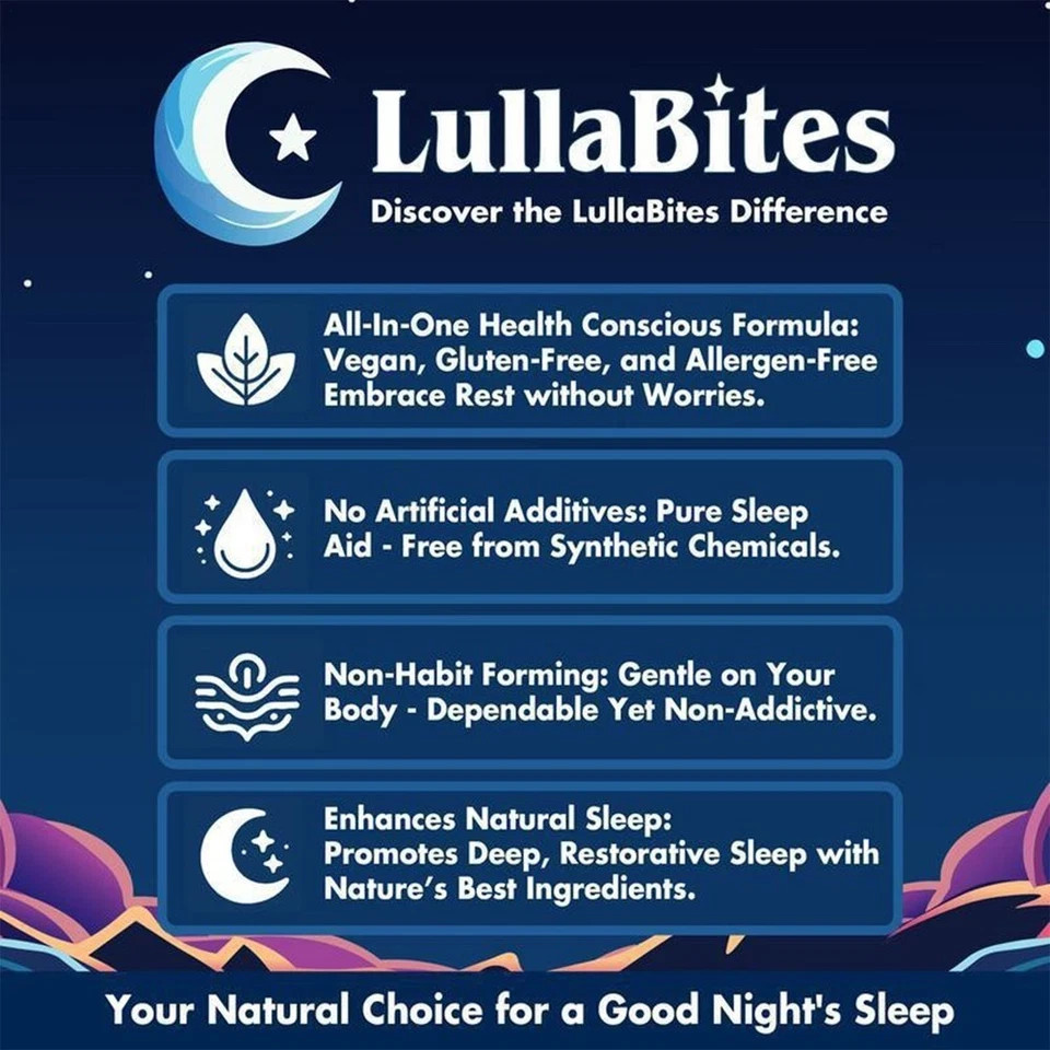 NEW LullaBites Natural Sleep Gummies Strawberry Stars Flavor 60 Gummies