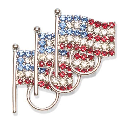 United States of America USA Crystal Flag Pin Eyeglass/Sunglass Holder Retainer