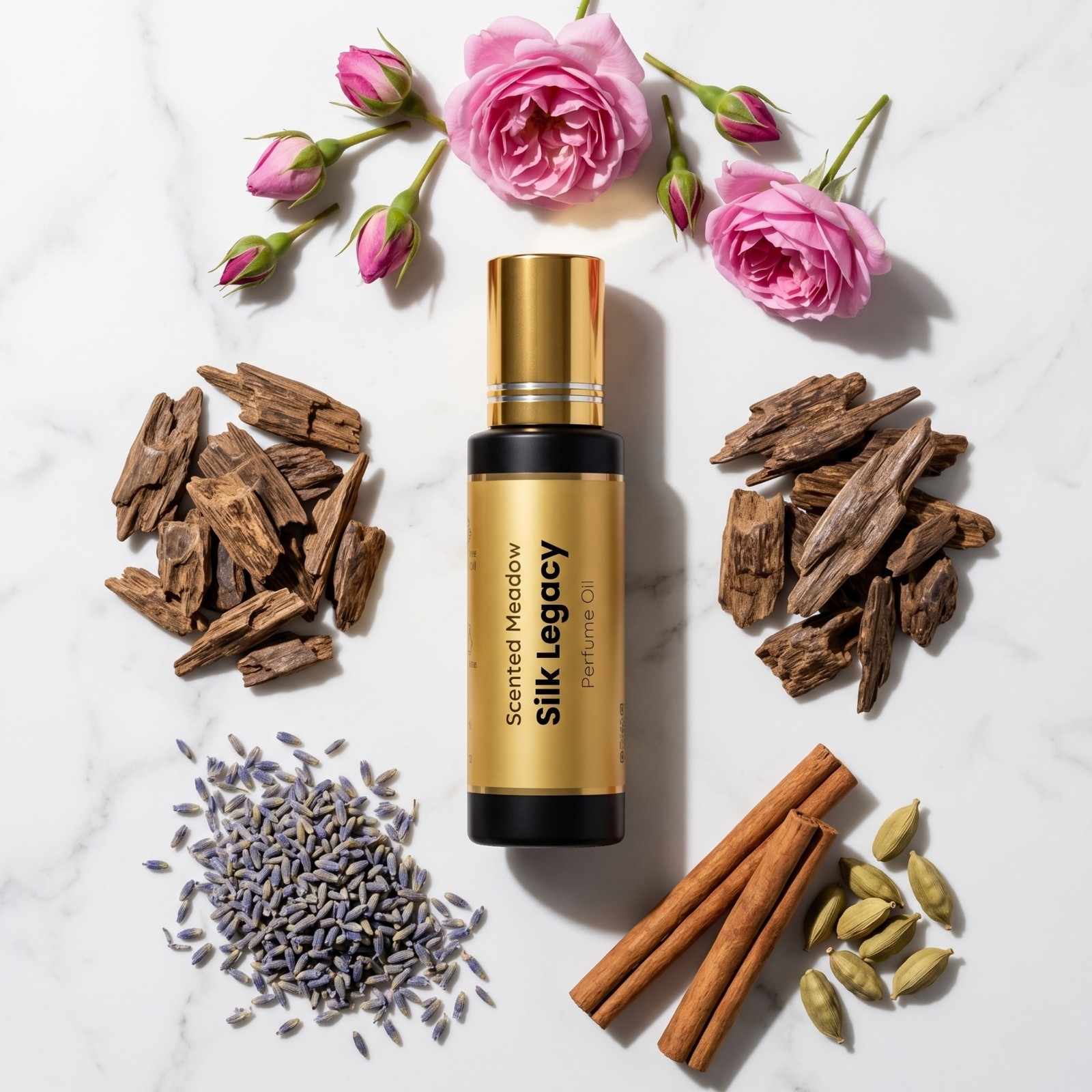 Scented Meadow Silk Legacy Roll-On Perfume Oil for Unisex – 0.5 fl oz (15 ml)