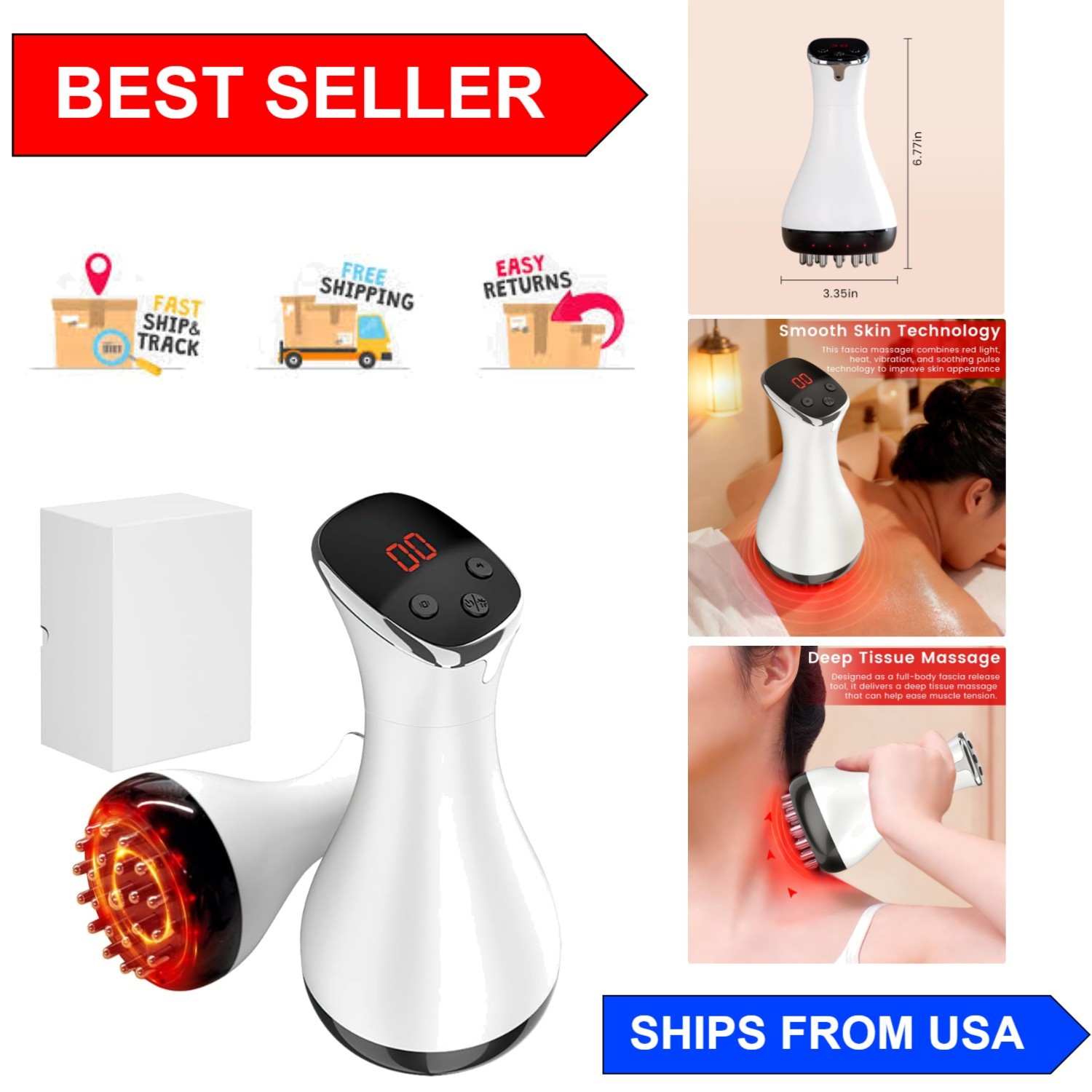 LED Display Rechargeable Massager: Anti-Cellulite & Skin Smoothing for Daily Use