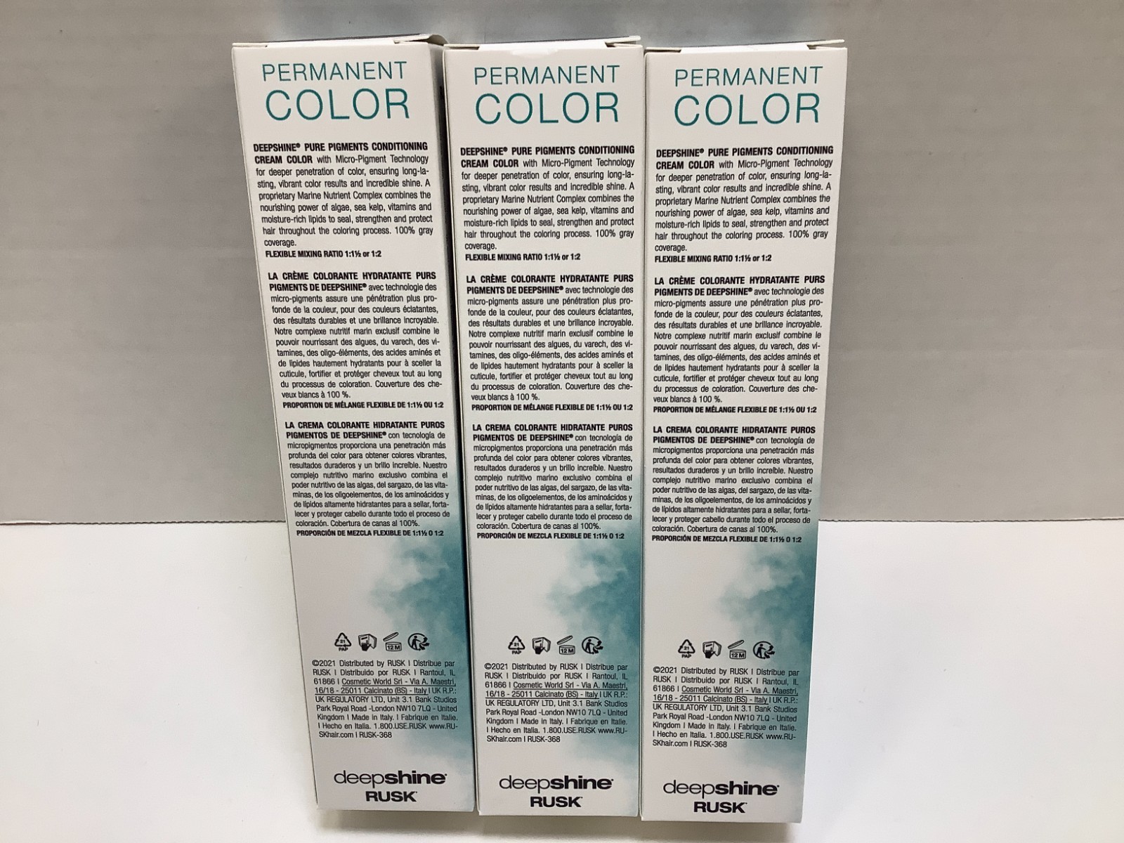 Rusk Deepshine 3.4oz Pure Pigment Conditioning Cream, 5.000NC Light Brown, 3pk