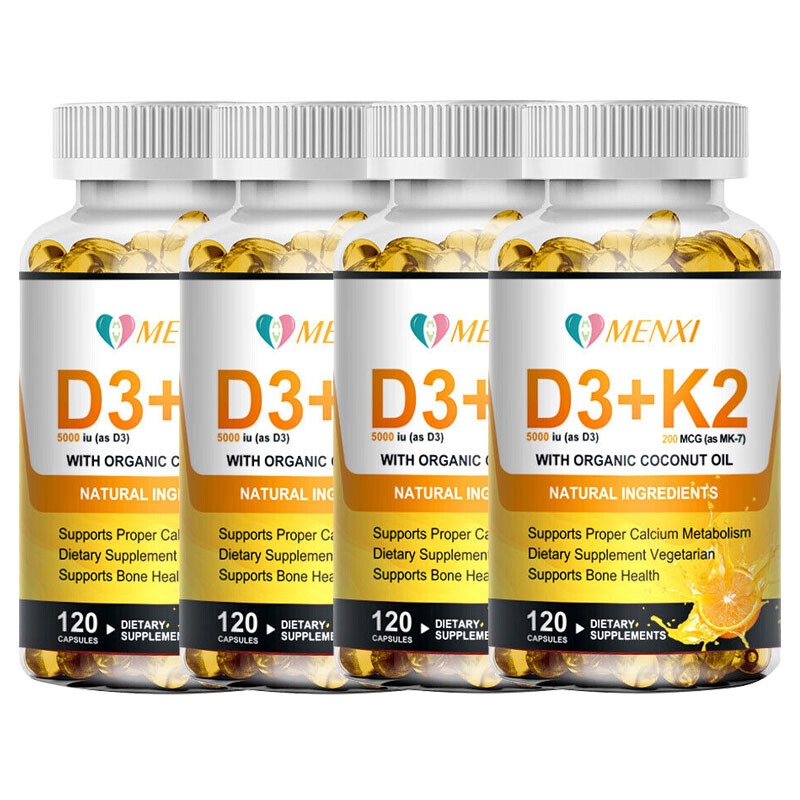 Vitamin D3 with K2 D3 5000IU and K2 200mcg High Strength 1-4* 120 Vegan Capsules