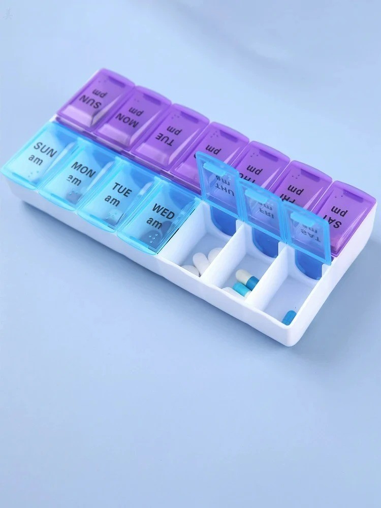 2 Pack Weekly Pill Box Organizer Twice a Day 7 day AMPM Organizer Case Medicine