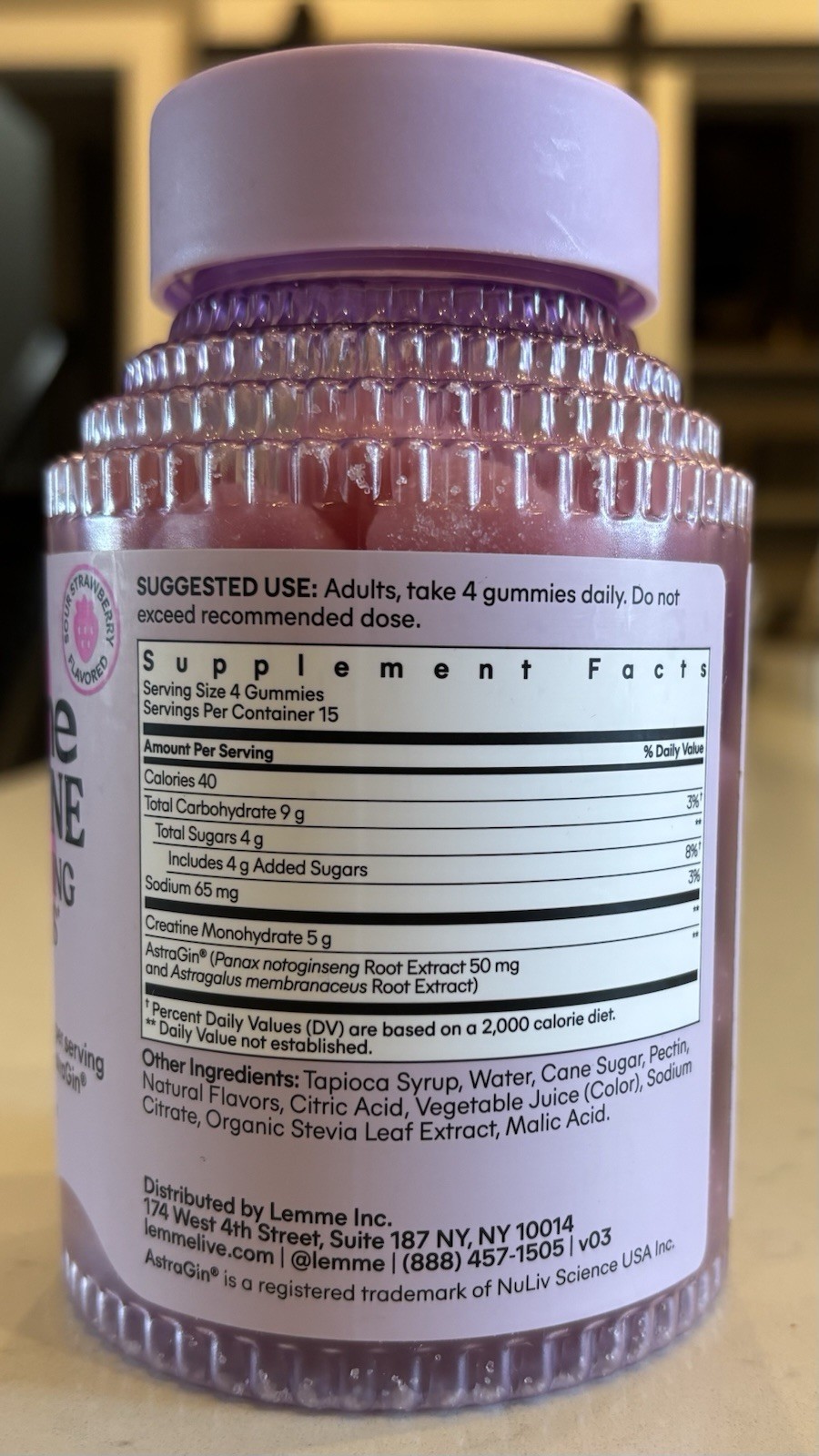 Lemme Creatine Body Toning Gummies Sour Strawberry AstraGin Exp. 04/28 Sealed