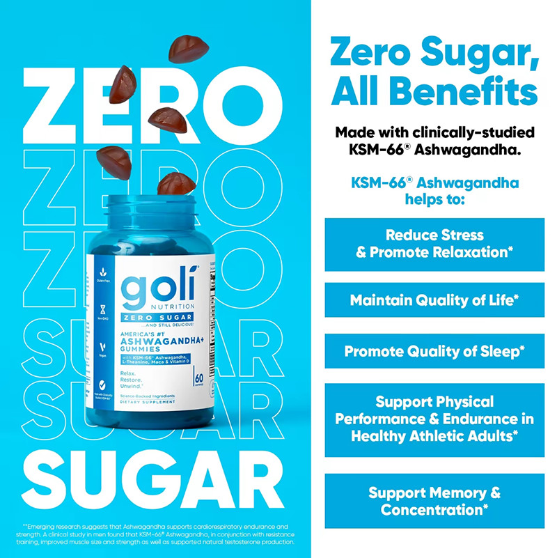 3 Bottles Goli Zero Sugar Best Seller Trio Set Gummies, 60 Counts Per Bottle