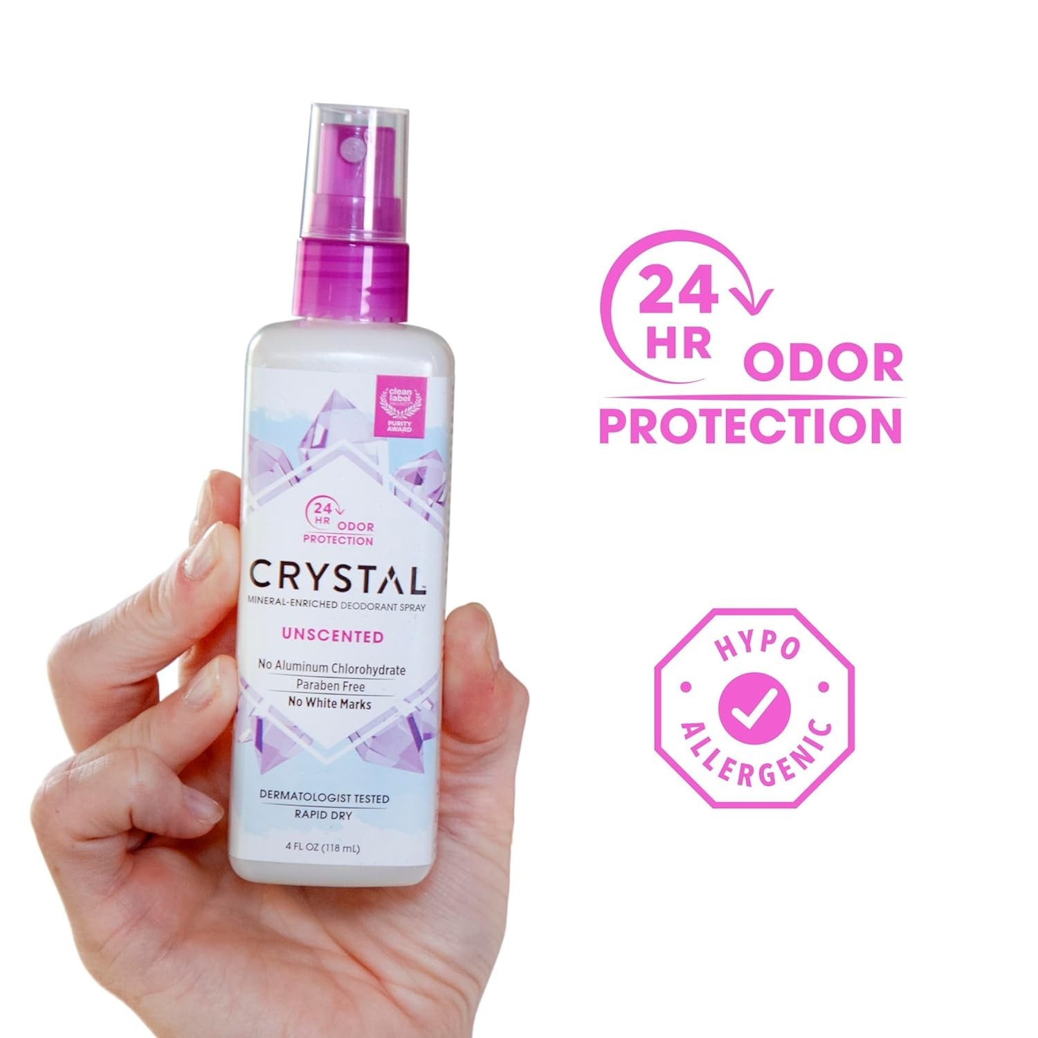 Crystal Mineral Deodorant Spray Unscented 4 fl.oz (Pack of 6)
