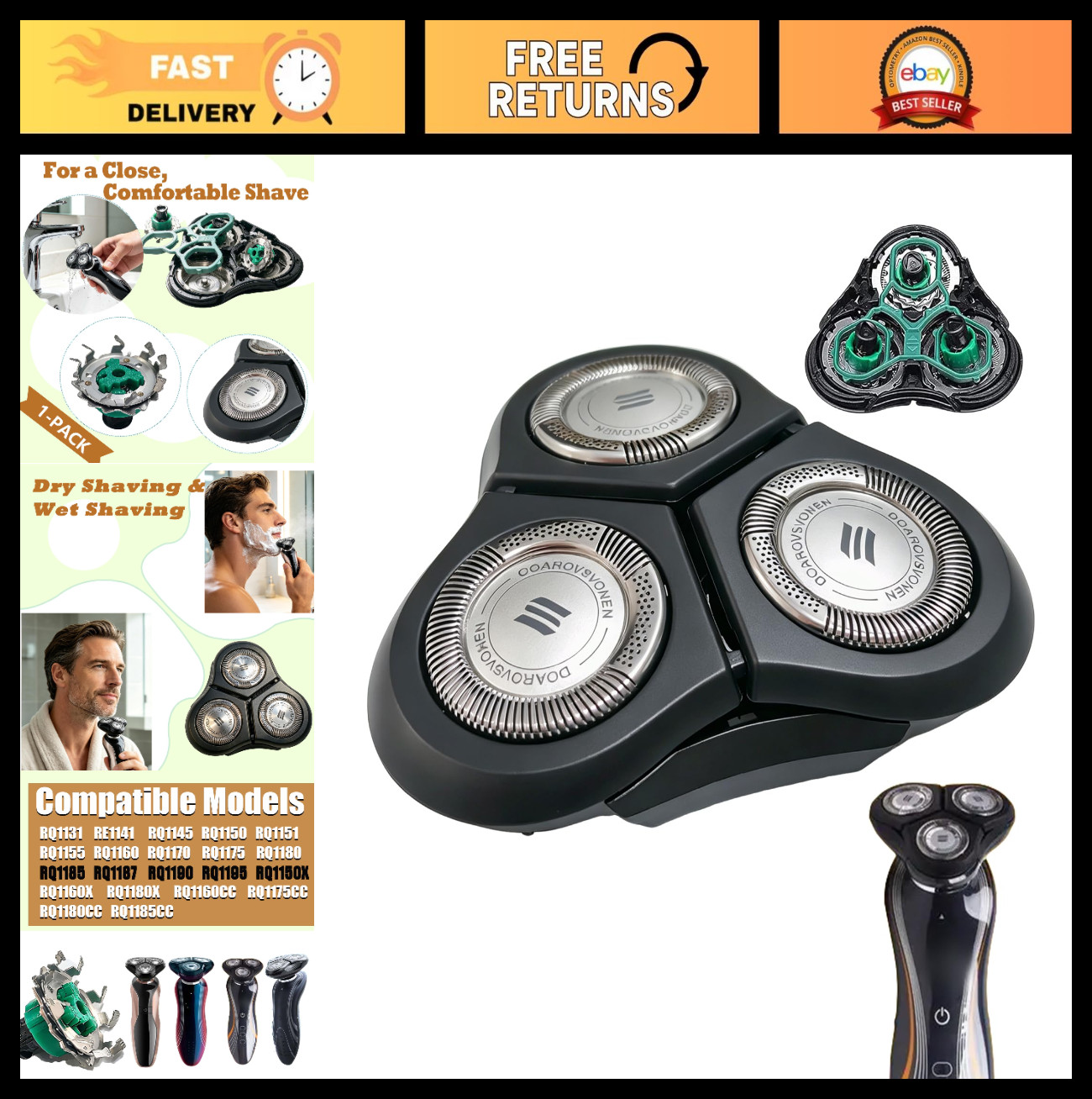 Replacement Shaving Head for Philips Norelco SensoTouch 2D 1100 Series – Precisi