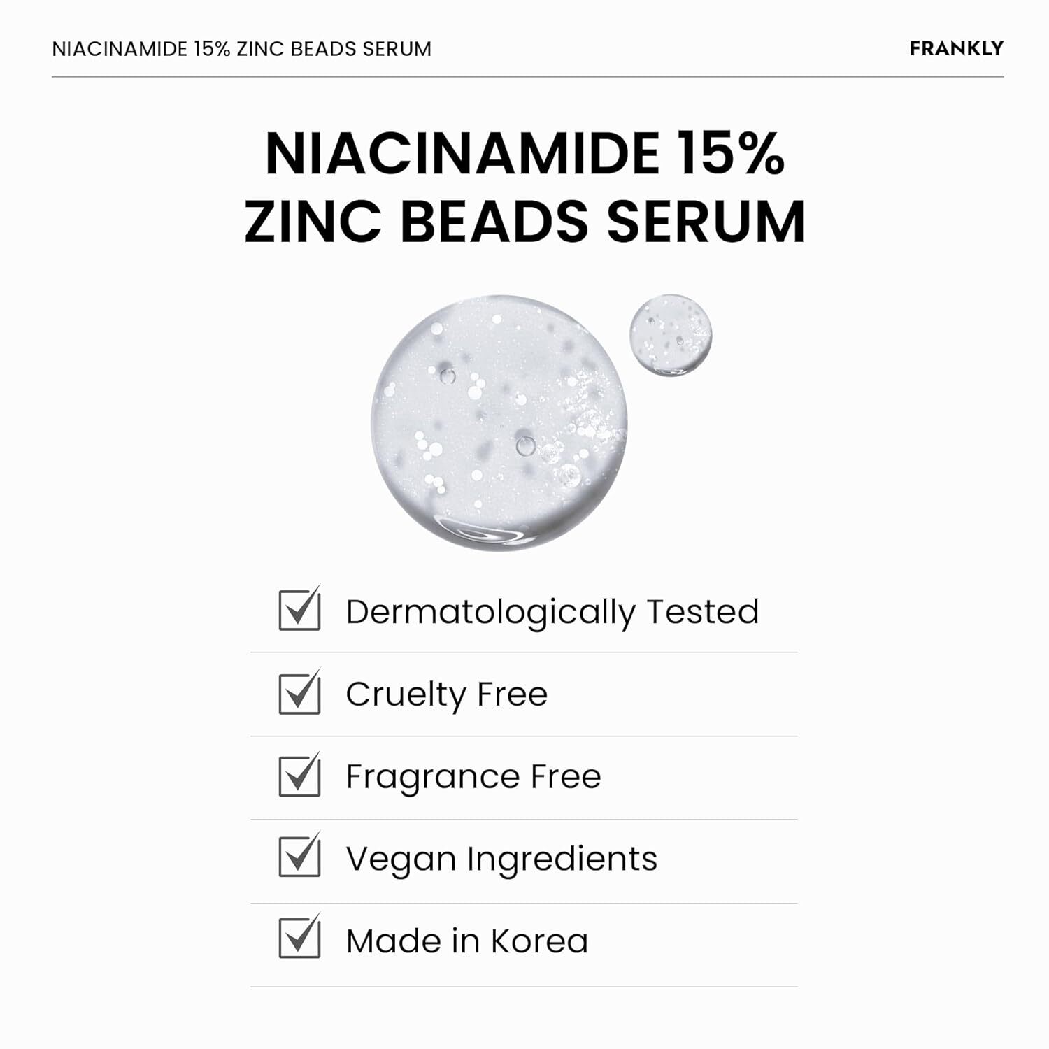 [ FRANKLY ] Niacinamide 15% & Zinc Beads 1.2% Serum 30ml / 1 fl.oz