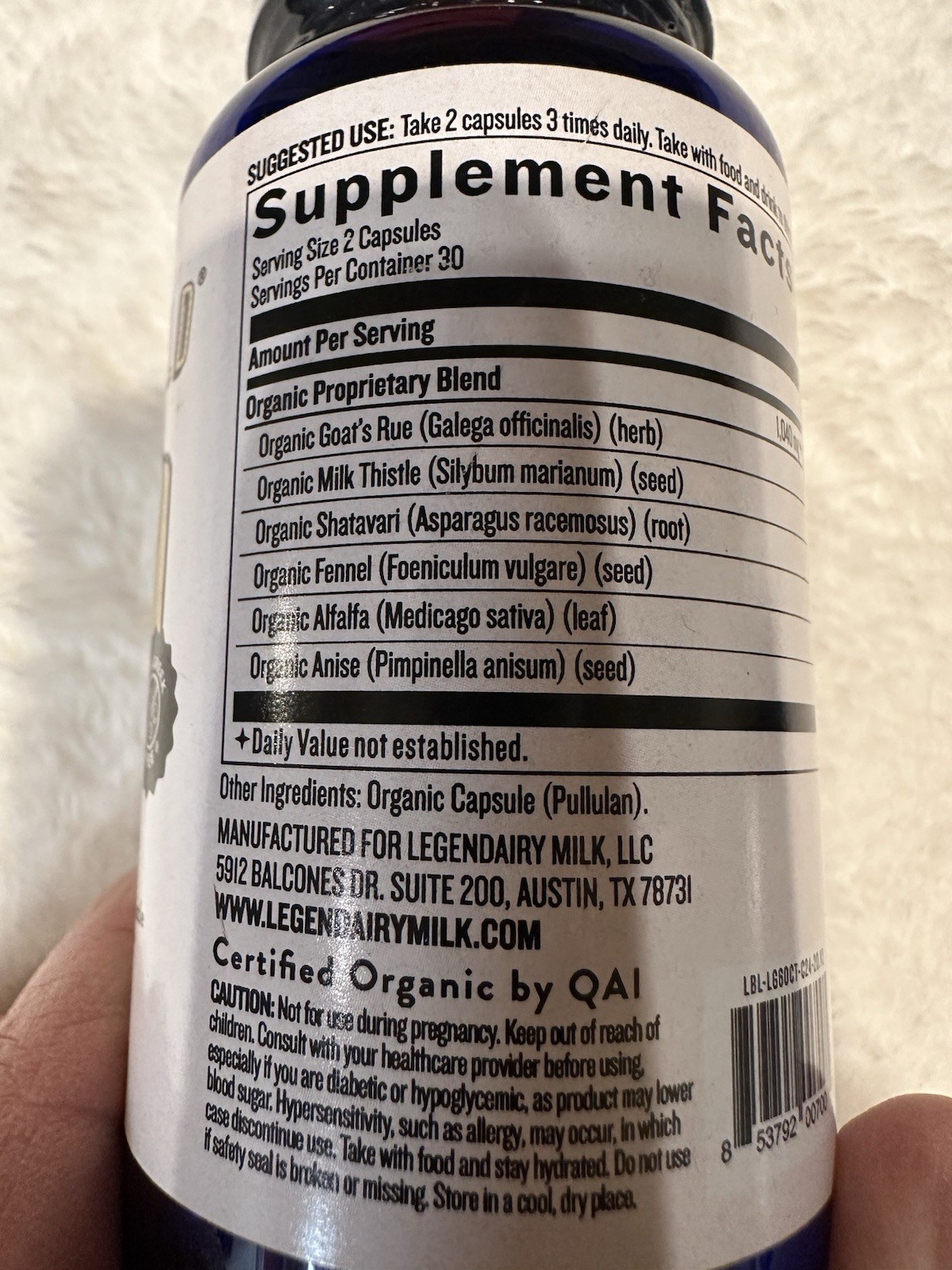 Legendary Milk LIQUID GOLD Supply 120 Vegetarian Capsules 2 Bottles EXP9/28