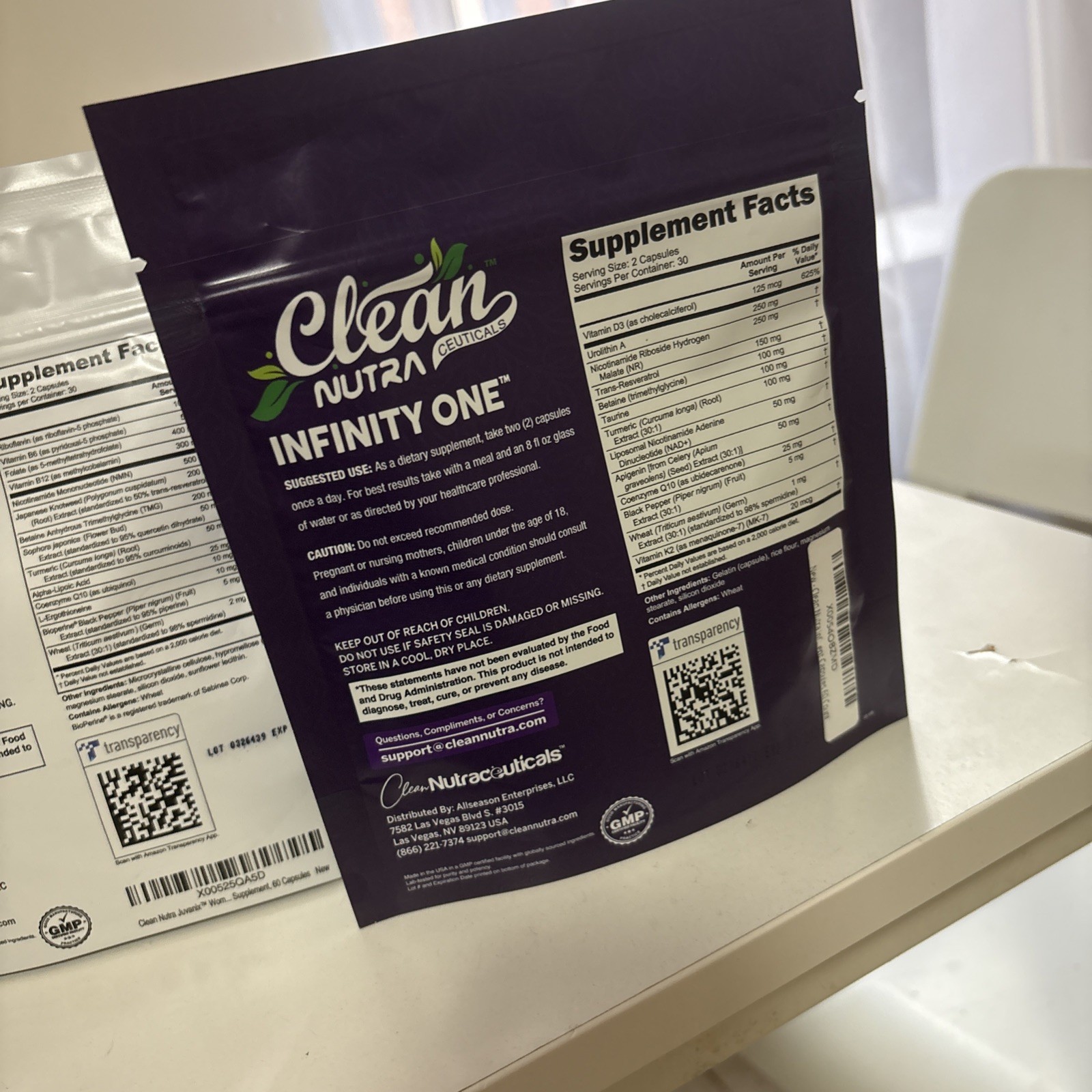 Clean Nutra Infinity One Urolithin-A Resveratrol NAD+ Longevity Matrix 60 Caps